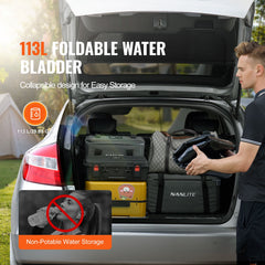 Portable Water Storage Bladder 29.9 Gal PVC Collapsible Water Tank Black