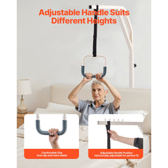Trapeze Bar for Bed Mobility, Height-Adjustable Free Standing Trapeze Bar with 2 Wheels, 300LBS Capacity Bed Pull Up Assist for Elderly Disabled, Ideal for Hospital, Nursing Home & Home Care