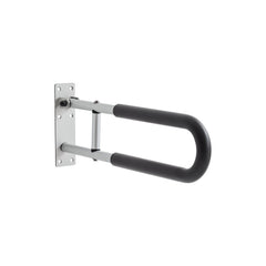 Toilet Safety Rail, 60.5 cm U-Shaped Handicap Grab Bar, Foldable Senior Safety Pole, Flip Up Toilet Grab Bars with Anti-Slip Support Handle, 136 kg Load Capacity for Elderly, Disabled, Pregnant