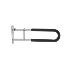 Toilet Safety Rail, 60.5 cm U-Shaped Handicap Grab Bar, Foldable Senior Safety Pole, Flip Up Toilet Grab Bars with Anti-Slip Support Handle, 136 kg Load Capacity for Elderly, Disabled, Pregnant