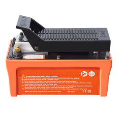 Air Hydraulic Pump, 10,000 PSI 1/2 Gal Reservoir, NPT 3/8" Oil Outlet, NPT 1/4" Inlet, 6.6 ft Pipe, Foot Actuated Hydraulic Pump Air Treadle for Auto Body Frame Machines and Pulling Post, Orange