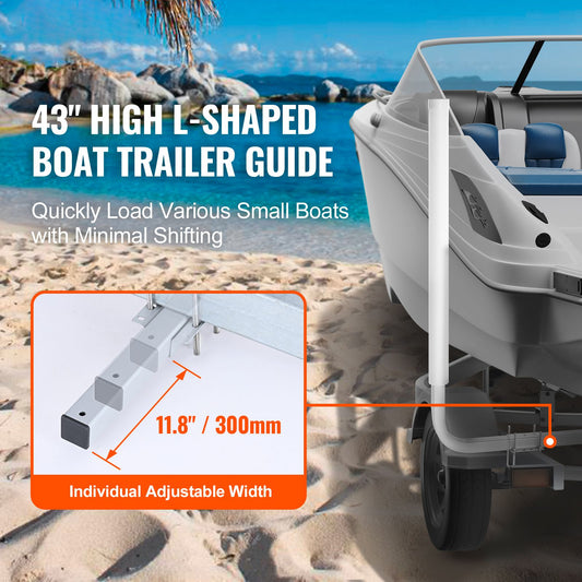 Boat Trailer Guide, 1016mm Adjustable Design Trailer Guide Poles, 2PCS High-Hardness Steel Trailer Guide-Ons, Trailer Guides with PVC Pipe Posts, for Ski Boat, Fishing Boat or Sailboat Trailer