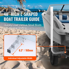 Boat Trailer Guide, 1219.2mm Adjustable Design Trailer Guide Poles, 2PCS High-Hardness Steel Trailer Guide-Ons, Trailer Guides with PVC Pipes, for Ski Boat, Fishing Boat or Sailboat Trailer