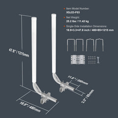 Boat Trailer Guide, 1219.2mm Adjustable Design Trailer Guide Poles, 2PCS High-Hardness Steel Trailer Guide-Ons, Trailer Guides with PVC Pipes, for Ski Boat, Fishing Boat or Sailboat Trailer