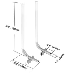 Boat Trailer Guide, 1219.2mm Adjustable Design Trailer Guide Poles, 2PCS High-Hardness Steel Trailer Guide-Ons, Trailer Guides with PVC Pipes, for Ski Boat, Fishing Boat or Sailboat Trailer