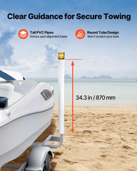 Boat Trailer Guide, 1175mm with LED Light Trailer Guide Poles, 2PCS High-Hardness Steel Guide-Ons, Wide Adjustable Trailers Guides with PVC Pipes, for Ski Boat, Fishing Boat or Sailboat Trailers