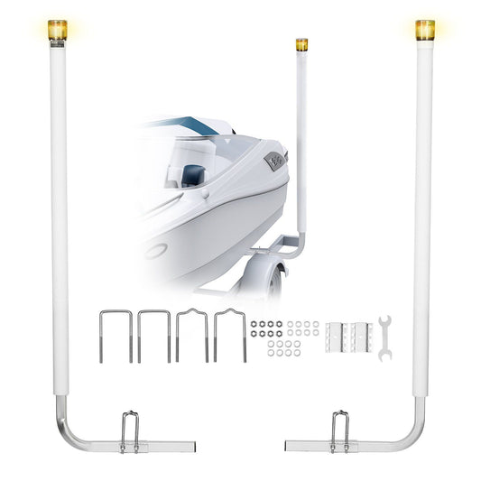 Boat Trailer Guide, 1670mm with LED Light Trailer Guide Poles, 2PCS High-Hardness Steel Guide-Ons, Wide Adjustable Trailers Guides with PVC Pipes, for Ski Boat, Fishing Boat, Sailboat Trailers