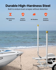 Boat Trailer Guide, 1670mm with LED Light Trailer Guide Poles, 2PCS High-Hardness Steel Guide-Ons, Wide Adjustable Trailers Guides with PVC Pipes, for Ski Boat, Fishing Boat, Sailboat Trailers