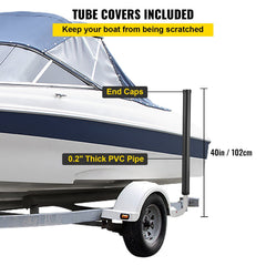 Boat Trailer Guide-ons, 2PCS Rustproof Galvanized Steel Trailer Guide ons, Trailer Guides with Black PVC Pipes, Mounting Parts Included, for Ski Boat, Fishing Boat or Sailboat Trailer