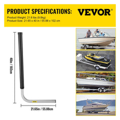 Boat Trailer Guide-ons, 2PCS Rustproof Galvanized Steel Trailer Guide ons, Trailer Guides with Black PVC Pipes, Mounting Parts Included, for Ski Boat, Fishing Boat or Sailboat Trailer