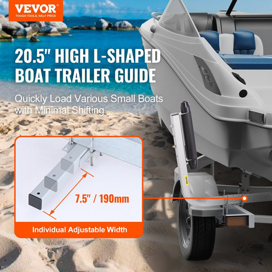 Boat Trailer Guide, 20.5” Adjustable Design Trailer Guide Poles, 2PCS Rustproof Steel Trailer Guide ons, Heavy Duty Roller Guide Design, for Ski Boat, Fishing Boat or Sailboat Trailer