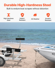 Boat Trailer Guide, 2PCS Adjustable Short Bunk Guide-Ons, Hardened Steel Trailer Guide Poles with Soft Cushion, Heavy Duty Roller Guide Design, for Ski Boat, Fishing Boat or Sailboat Trailer