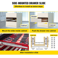 Drawer Slide Soft Close Drawer 1Pair 48" Ball Bearing Full Extension 500lb
