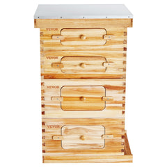 Bee Hive 40 Frame Bee Hives Starter Kit, Beeswax Coated Cedar Wood, 2 Deep + 2 Medium Bee Boxes Langstroth Beehive Kit, Transparent Acrylic Windows with Foundations for Beginners Pro Beekeepers