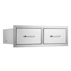 Outdoor Kitchen Drawers 30" W x 10" H x 20" D, Horizontal Double BBQ Access Drawers Stainless Steel with Handle, BBQ Island Drawers for Outdoor Kitchens or Patio Grill Station