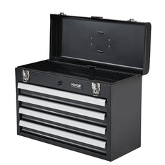 Metal Tool Box, 20.5-inch, Portable Metal Tool Box with 4 Drawers, Small Tool Chest with EVA Liners, Ball Bearing Slide Drawers Locking & Powder Coated Finish, Multi-Function Tool Organizer