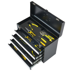 Metal Tool Box, 20.5-inch, Portable Metal Tool Box with 4 Drawers, Small Tool Chest with EVA Liners, Ball Bearing Slide Drawers Locking & Powder Coated Finish, Multi-Function Tool Organizer
