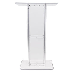 Acrylic Podium, 47" Tall, Clear Acrylic Podium Stand with Wide Reading Surface & Storage Shelf, Floor-standing Clear Pulpits Acrylic for Church Office School