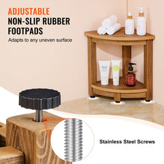Corner Shower Bench, 16.5" Height 12.8" Radius, Faux Wood Grain Polystyrene, 158KGS with Storage Shelf, Water Resistant, Shower Stool for Inside & Outside Shower, for Bathroom, Living Room