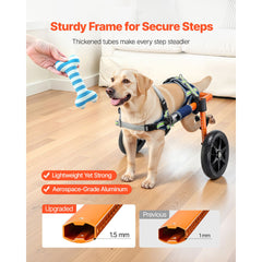 Dog Wheelchair for Back Legs, Lightweight 2 Wheels Pet Wheelchair, Height, Width & Length Adjustable, Dog Cart with Shock-Absorbing Wheels, for Injured, Disabled Dogs 15.8-21.7 kg, Medium