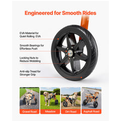 Dog Wheelchair for Back Legs, Lightweight 2 Wheels Pet Wheelchair, Height, Width & Length Adjustable, Dog Cart with Shock-Absorbing Wheels, for Injured, Disabled Dogs 15.8-21.7 kg, Medium