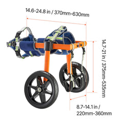 Dog Wheelchair for Back Legs, Lightweight 2 Wheels Pet Wheelchair, Height, Width & Length Adjustable, Dog Cart with Shock-Absorbing Wheels, for Injured, Disabled Dogs 15.8-21.7 kg, Medium