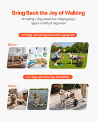 Dog Wheelchair for Back Legs, Lightweight 2 Wheels Pet Wheelchair, Height, Width & Length Adjustable, Dog Cart with Shock-Absorbing Wheels, for Injured, Disabled Dogs 15.8-21.7 kg, Medium