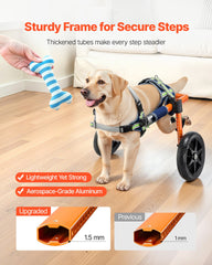 Dog Wheelchair for Back Legs, Lightweight 2 Wheels Pet Wheelchair, Height, Width & Length Adjustable, Dog Cart with Shock-Absorbing Wheels, for Injured, Disabled Dogs 15.8-21.7 kg, Medium