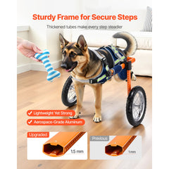Dog Wheelchair for Back Legs, Lightweight 2 Wheels Pet Wheelchair, Height, Width & Length Adjustable, Dog Cart with Shock-Absorbing Wheels, for Injured, Disabled Dogs 21.7-39.9 kg, Large