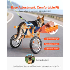 Dog Wheelchair for Back Legs, Lightweight 2 Wheels Pet Wheelchair, Height, Width & Length Adjustable, Dog Cart with Shock-Absorbing Wheels, for Injured, Disabled Dogs 21.7-39.9 kg, Large
