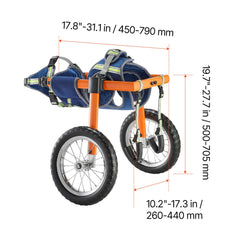 Dog Wheelchair for Back Legs, Lightweight 2 Wheels Pet Wheelchair, Height, Width & Length Adjustable, Dog Cart with Shock-Absorbing Wheels, for Injured, Disabled Dogs 21.7-39.9 kg, Large