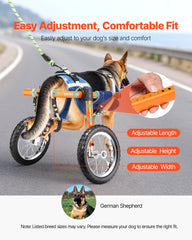 Dog Wheelchair for Back Legs, Lightweight 2 Wheels Pet Wheelchair, Height, Width & Length Adjustable, Dog Cart with Shock-Absorbing Wheels, for Injured, Disabled Dogs 21.7-39.9 kg, Large