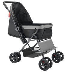 Pet Stroller, 20KG Weight Capacity, Foldable Dog Stroller Cart, 4 Wheels Cats Stroller with Mesh Windows & Revrsible Handle, Portable Pet Carrier Stroller with Brake, for Small to Medium Pets