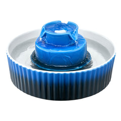 Ceramic Cat Water Fountain, 2.1 L Cupcake Pet Fountain, Porcelain Cat Water Dispenser with Ultra-Quiet Pump, 360° Drinking Area and Multi-Layer Filtration System, for Cats & Dogs Drinking(Blue)