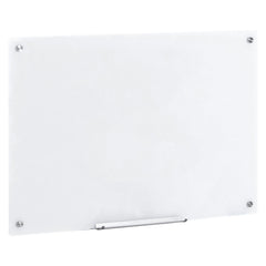 Magnetic Glass Whiteboard, Dry Erase Board 36"x24", Wall-Mounted Large White Glassboard Frameless, with Marker Tray, an Eraser and 2 Markers, White
