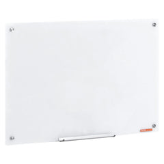 Magnetic Glass Whiteboard, Dry Erase Board 36"x24", Wall-Mounted Large White Glassboard Frameless, with Marker Tray, an Eraser and 2 Markers, White