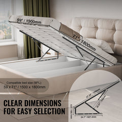 Bed Lift 59x71 in Compatible Bed Size 154 lbs Load DIY Wall Bed Hardware