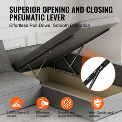 Bed Lift, 1500x2000mm Compatible Extra-large Size 140kg Load Bearing, DIY Wall Bed Mechanical Hardware Kit Vertical Deluxe, Pneumatic Lever Heavy Duty Support, Folding for Guestroom