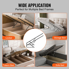 Bed Lift, 1500x2000mm Compatible Extra-large Size 140kg Load Bearing, DIY Wall Bed Mechanical Hardware Kit Vertical Deluxe, Pneumatic Lever Heavy Duty Support, Folding for Guestroom