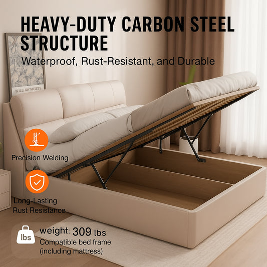Bed Lift, 1500x2000mm Compatible Extra-large Size 140kg Load Bearing, DIY Wall Bed Mechanical Hardware Kit Vertical Deluxe, Pneumatic Lever Heavy Duty Support, Folding for Guestroom