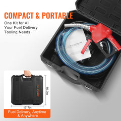 Fuel Transfer Pump, 12V DC 10 GPM 1/4 HP, Portable Electric Diesel Transfer Pump with Automatic Shut-Off Fuel Nozzle, High Flow, Long Inlet & Outlet Hose for Diesel, Kerosene, Transformer Fuel
