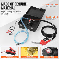 Fuel Transfer Pump, 12V DC 10 GPM 1/4 HP, Portable Electric Diesel Transfer Pump with Automatic Shut-Off Fuel Nozzle, High Flow, Long Inlet & Outlet Hose for Diesel, Kerosene, Transformer Fuel
