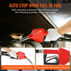 Fuel Transfer Pump, 12V DC 10 GPM 1/4 HP, Portable Electric Diesel Transfer Pump with Automatic Shut-Off Fuel Nozzle, High Flow, Long Inlet & Outlet Hose for Diesel, Kerosene, Transformer Fuel