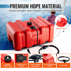 Boat Fuel Tank Portable Marine Outboard Gas Tank 12 Gal/55L with Hose
