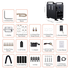 8KW Diesel Heater, 12V/24V All in One Diesel Air Heater, Bluetooth APP Control, Remote Control and Display Screen, CO Alarm, Fast Heating Vertical Portable Diesel Heater for Vehicles, Garage