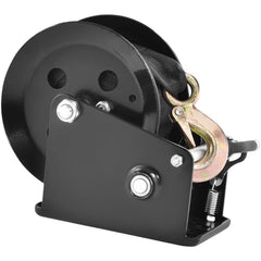 Hand Winch, 725.7 kg Pulling Capacity, Boat Trailer Winch Heavy Duty Rope Crank with 10 m Polyester Strap and Two-Way Ratchet, Manual Operated Hand Crank Winch for Trailer, Boat or ATV Towing