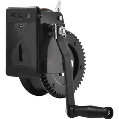 Hand Winch, 725.7 kg Pulling Capacity, Boat Trailer Winch Heavy Duty Rope Crank with 10 m Polyester Strap and Two-Way Ratchet, Manual Operated Hand Crank Winch for Trailer, Boat or ATV Towing