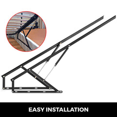Pair of 5FT Pneumatic Mechanism Heavy Duty Gas Spring Kit for Box Bed Sofa Storage Space Saving DIY Project Lifter Lift Up Hardware Black