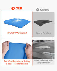 4 Bow Bimini Top Replacement Cover, 2440 mm Long, Durable 600D Marine Grade Waterproof Sun Shade Boat Canopy with Storage Boot, Easy Install Zipper Sleeve Awning, 2464-2616 mm W, Blue (No Frame)