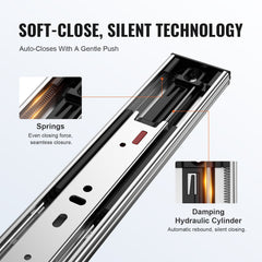 10 Pairs of 558.8mm Drawer Slides Side Mount Rails, Heavy Duty Full Extension Steel Track, Soft-Close Noiseless Guide Glides Cabinet Kitchen Runners with Ball Bearing, 100 Lbs Load Capacity